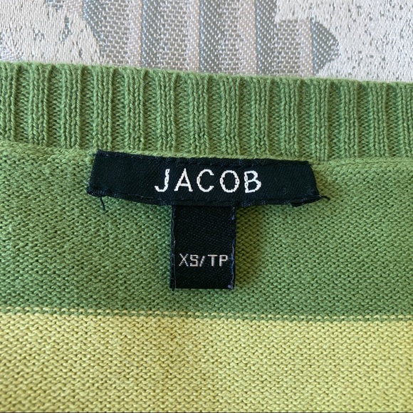 VTG Y2K Lemon Lime Striped Knit Boat Neck Long Sleeve π - Picture 4 of 5